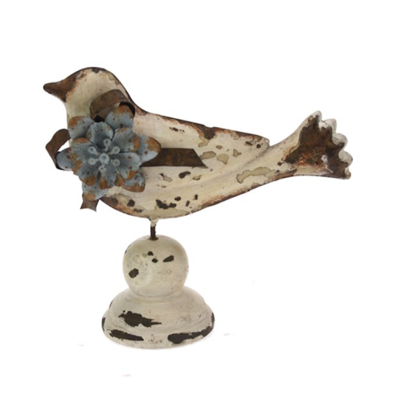 staand vogeltje met blauw strikje